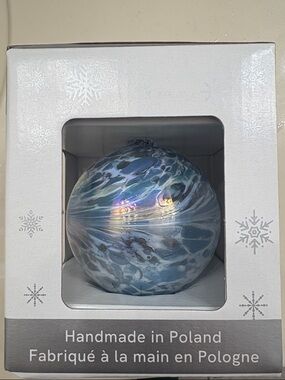 Blue Swirl Handblown Glass Ornament